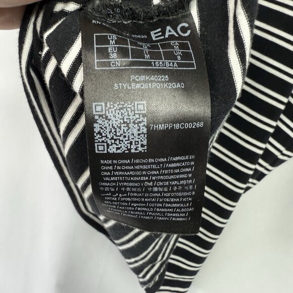 Guess Womens Striped 1/4 Zip Front Top Size Medium Black White Scoop Neck - Picture 7 of 7